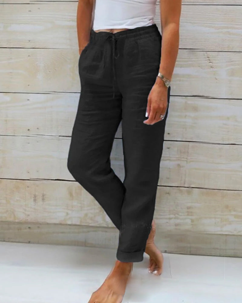 👖 50% RABATT! 🌿 Damenhose aus Baumwolle & Leinen mit Elastischem Bund – Bequem, Atmungsaktiv & Lässiger Look 🥰