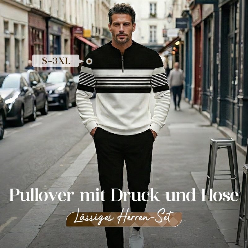 Herren-Set: Pullover mit grafischem Druck und Hose