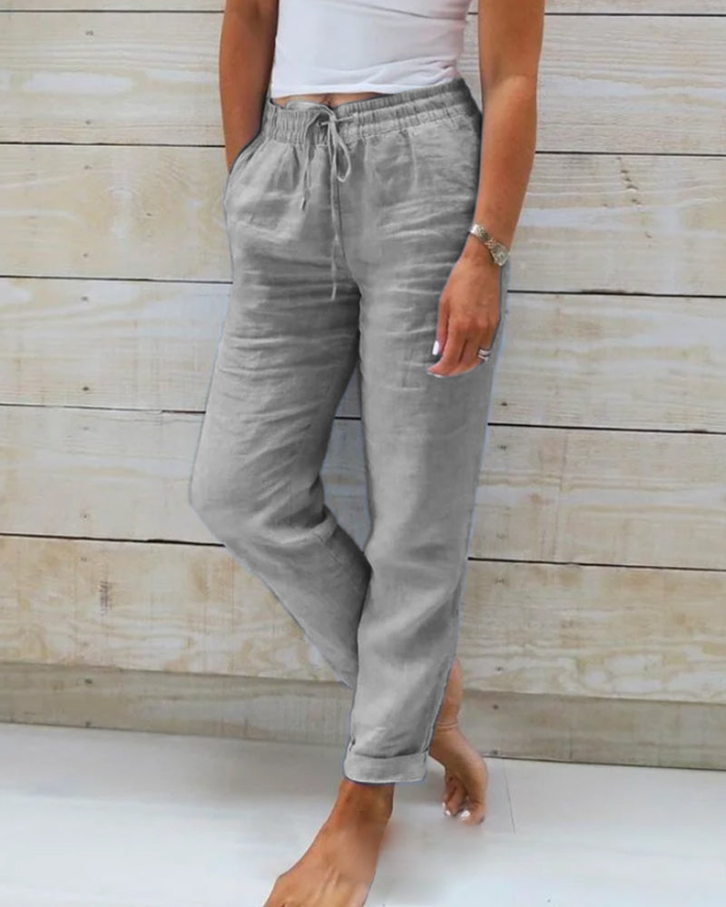 👖 50% RABATT! 🌿 Damenhose aus Baumwolle & Leinen mit Elastischem Bund – Bequem, Atmungsaktiv & Lässiger Look 🥰