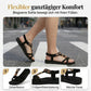 🌼 Flache Damen-Sandalen – Runde Zehen, Atmungsaktiv, Verstellbarer Knöchelriemen & Blumen-Dekor ✨