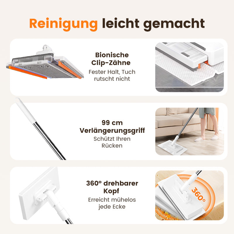 📢📢70 % Rabatt!! ⏰🧹✨Einweg-Staubwischer mit 4 wiederverwendbaren Tüchern💥🌟