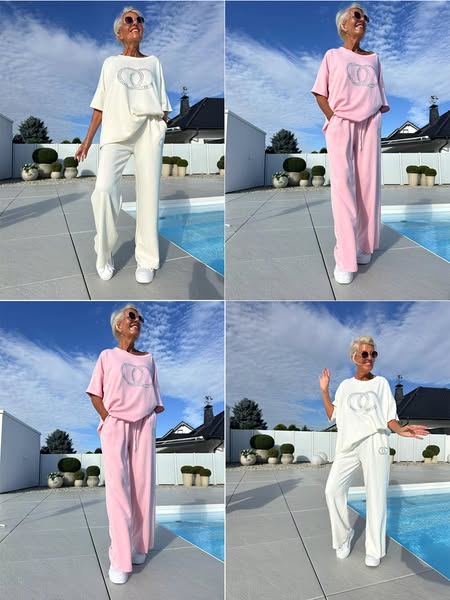 🌻Sommer-Hot-Sale - 50% Rabatt🌸Lässiges zweiteiliges Set für Frauen, einfarbiger Pullover und lockere Hose