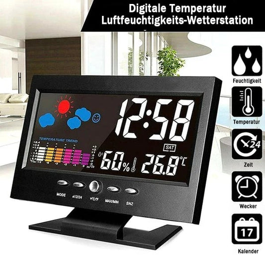⏰LETZTER TAG VERKAUF 50% RABATT✨Digitaler LED-Temperatur- und Luftfeuchtigkeitsmonitor, Wettervorhersage, LED-Tischwecker