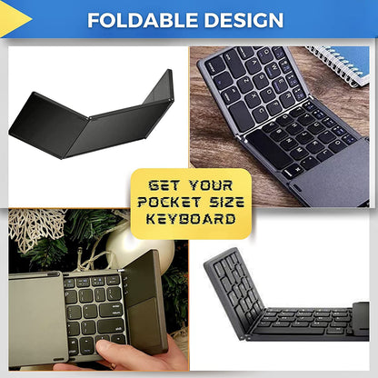 Ultradünne kabellose Mini-Bluetooth-Tastatur, faltbare und schlichte Tablet-Tastatur für zu Hause und das Büro