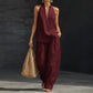 🧚‍♀️ Boho Linen Two Piece Set 🌞 Neckholder Trägertop & Weite Hosen Outfit