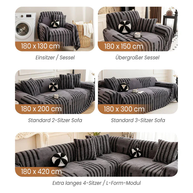 🛋️ 50% RABATT 2026! ✨ Plüsch Sofaüberwurf - Extra Dicke & Rutschfeste Decke mit Elastischen Kanten für Herbst und Winter 🍂❄️