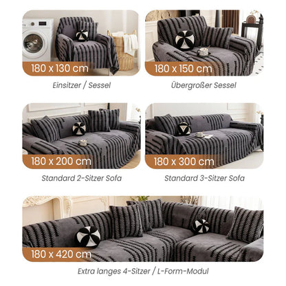 🛋️ 50% RABATT 2026! ✨ Plüsch Sofaüberwurf - Extra Dicke & Rutschfeste Decke mit Elastischen Kanten für Herbst und Winter 🍂❄️