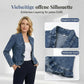 📢📢55 % RABATT !! ⏰Damen-Jeansjacke mit Rüschenbesatz und offenem Vorderteil – Leicht und feminin – Vielseitig und schick