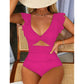 👙 Damen Badeanzug – Hochtailliert, V-Ausschnitt & Twist-Rücken-Design, sexy & vielseitig für Sommer & Strand ✨