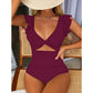 👙 Damen Badeanzug – Hochtailliert, V-Ausschnitt & Twist-Rücken-Design, sexy & vielseitig für Sommer & Strand ✨