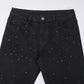 Schwarze Slim-Fit-Jeans mit Strasssteinen