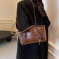 Vintage-Umhängetasche aus PU-Leder für Damen