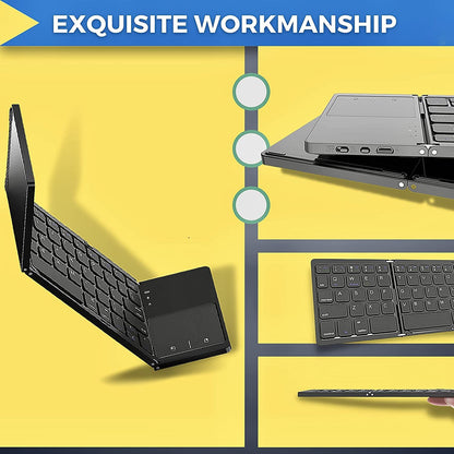 Ultradünne kabellose Mini-Bluetooth-Tastatur, faltbare und schlichte Tablet-Tastatur für zu Hause und das Büro