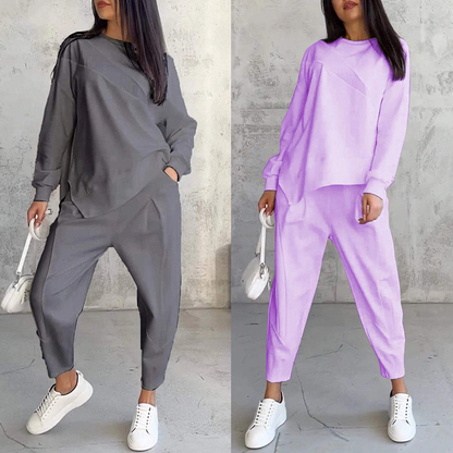 ⏰Zeitlich begrenztes Angebot: 50 % RABATT💕Damen Langarm-Sweatshirts mit unregelmäßigem Saum & Hosen-Set