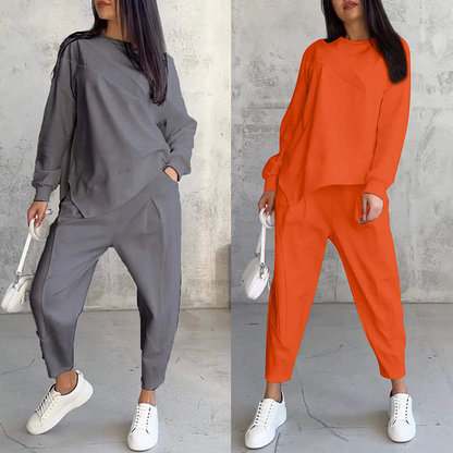 ⏰Zeitlich begrenztes Angebot: 50 % RABATT💕Damen Langarm-Sweatshirts mit unregelmäßigem Saum & Hosen-Set