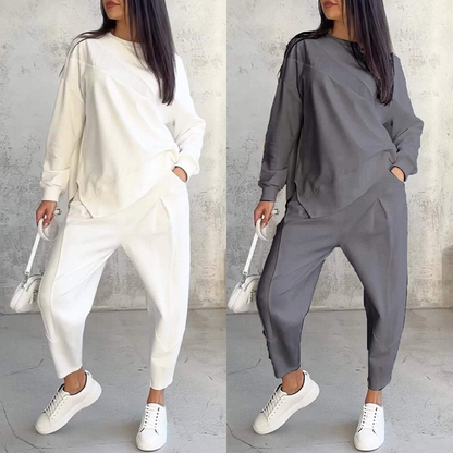 ⏰Zeitlich begrenztes Angebot: 50 % RABATT💕Damen Langarm-Sweatshirts mit unregelmäßigem Saum & Hosen-Set