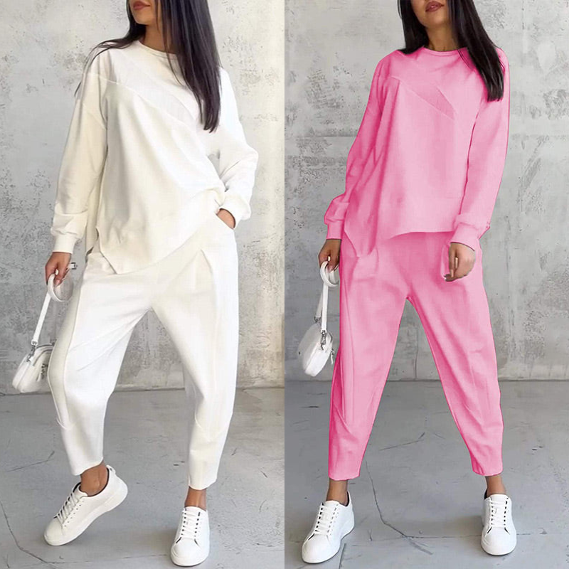 ⏰Zeitlich begrenztes Angebot: 50 % RABATT💕Damen Langarm-Sweatshirts mit unregelmäßigem Saum & Hosen-Set