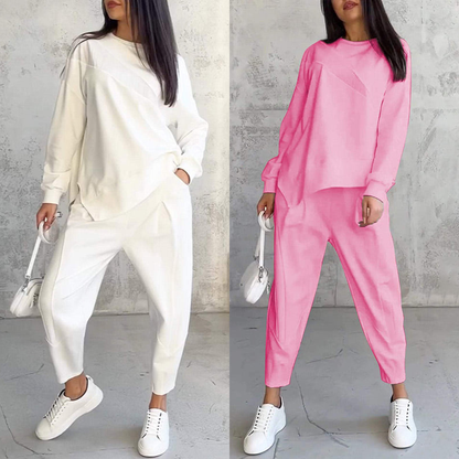 ⏰Zeitlich begrenztes Angebot: 50 % RABATT💕Damen Langarm-Sweatshirts mit unregelmäßigem Saum & Hosen-Set