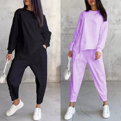 ⏰Zeitlich begrenztes Angebot: 50 % RABATT💕Damen Langarm-Sweatshirts mit unregelmäßigem Saum & Hosen-Set