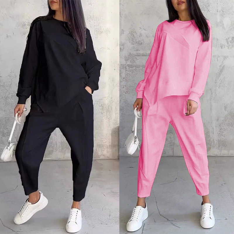 ⏰Zeitlich begrenztes Angebot: 50 % RABATT💕Damen Langarm-Sweatshirts mit unregelmäßigem Saum & Hosen-Set