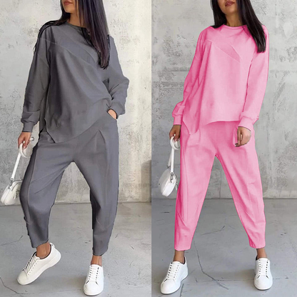 ⏰Zeitlich begrenztes Angebot: 50 % RABATT💕Damen Langarm-Sweatshirts mit unregelmäßigem Saum & Hosen-Set