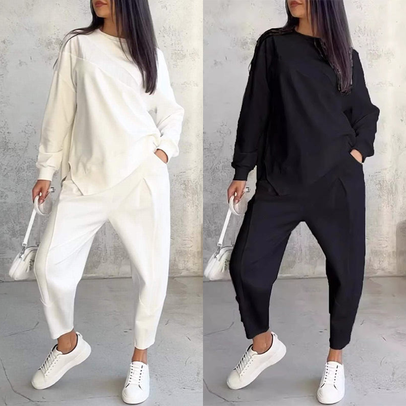 ⏰Zeitlich begrenztes Angebot: 50 % RABATT💕Damen Langarm-Sweatshirts mit unregelmäßigem Saum & Hosen-Set