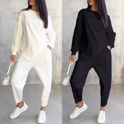 ⏰Zeitlich begrenztes Angebot: 50 % RABATT💕Damen Langarm-Sweatshirts mit unregelmäßigem Saum & Hosen-Set