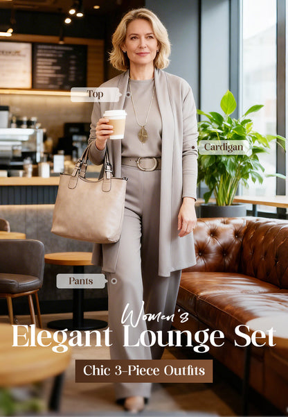 Elegantes 3-teiliges Set aus Longline-Cardigan, Top und Hose