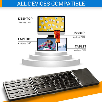 Ultradünne kabellose Mini-Bluetooth-Tastatur, faltbare und schlichte Tablet-Tastatur für zu Hause und das Büro
