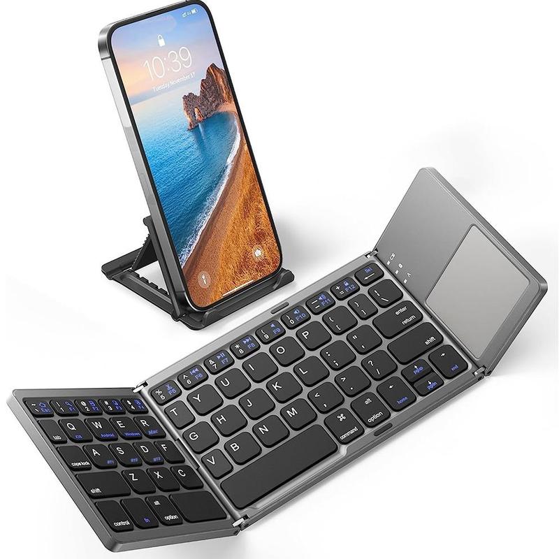Ultradünne kabellose Mini-Bluetooth-Tastatur, faltbare und schlichte Tablet-Tastatur für zu Hause und das Büro
