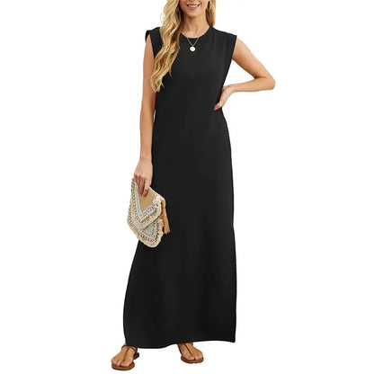 ⏳ 50% RABATT! Damen Sommerkleid – Baumwollmischung, Knitterfrei & Seitenschlitz – Loose Fit für Urlaub & Alltag, 6 Farben