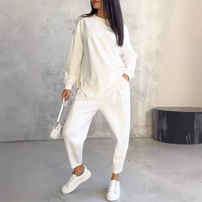 ⏰Zeitlich begrenztes Angebot: 50 % RABATT💕Damen Langarm-Sweatshirts mit unregelmäßigem Saum & Hosen-Set