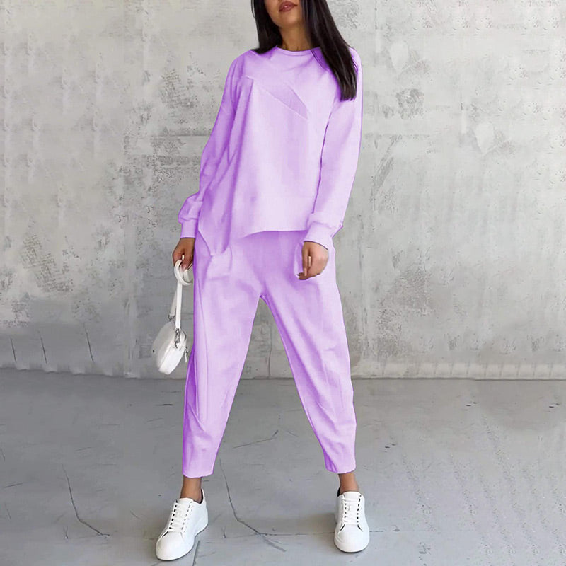 ⏰Zeitlich begrenztes Angebot: 50 % RABATT💕Damen Langarm-Sweatshirts mit unregelmäßigem Saum & Hosen-Set