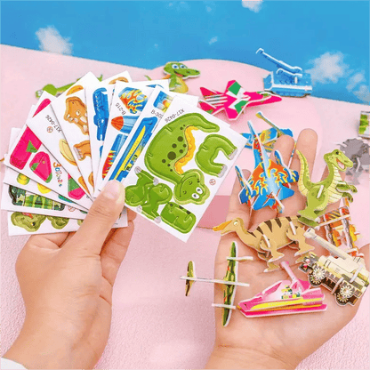🧩 KAUF 3 ERHALT 4! ✨ 3D-CARTOON-PUZZLE - 57 Teile mit Leuchtfarben, Förderung von Kreativität und räumlichem Denken bei Kindern ab 4 Jahren 🎨👧