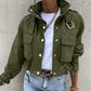 Stehkragen-Jacke mit Druckknöpfen, Kordelzug und Taschen