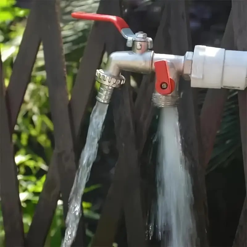 💥 -50% AKTION 🔥 Doppel-Auslauf Wasserhahn für den Garten 🚰 aus Edelstahl – langlebig, stabil & praktisch regelbar