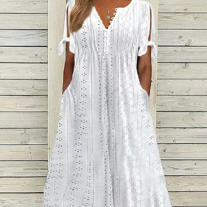 ⏰ Letzter Tag Sale 49% Rabatt 💃 Elegantes V-Ausschnitt-Kleid mit dezenten Cut-Outs für Damen