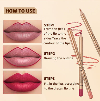 💄 JETZT 50 % RABATT! 💋 12-teiliges Set mit wischfesten Liplinern – langanhaltend und wasserfest – mattes Finish und leicht aufzutragen – perfekte Konturierung für jeden Look 💖