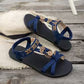 🌼 Flache Damen-Sandalen – Runde Zehen, Atmungsaktiv, Verstellbarer Knöchelriemen & Blumen-Dekor ✨