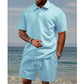👕 50% RABATT! 💎 Herren-Zweiteiler mit Rautenstruktur – Kurzarmhemd & Shorts – Atmungsaktiv, Knitterfrei & Lässiger Sommer-Look ☀️