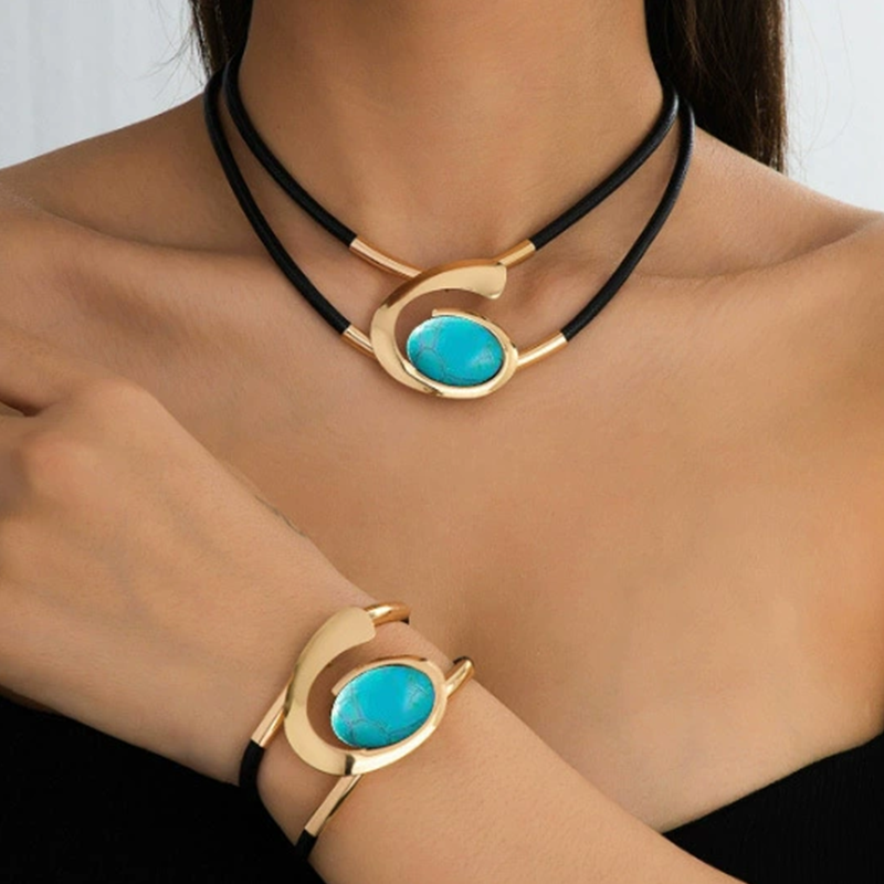 💥Heißer Verkauf✨🐌 Halsketten- und Armbandset im Vintage-Bohème-Stil
