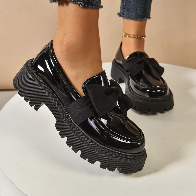 🩷Stilvolle süße Plateau-Loafer mit Schleife
