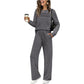 🔥LETZTER TAG 60 % RABATT✨Set aus Damen-Oberteil mit Rundhalsausschnitt und Hose mit Kordelzug