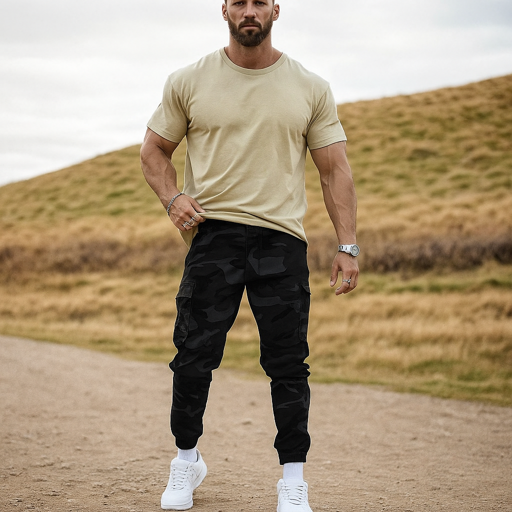🌿🏕️ Herren Camouflagehose – Tarnmuster 🎯🔍 wasserabweisend & robust für Outdoor-Jagd, Angeln, taktische Einsätze mit vielen Taschen