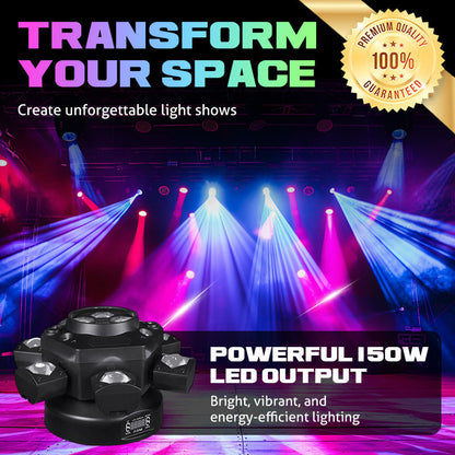 LED Moving Head Licht – 6-arm Beam-Effekt für Bar, Bühne, Party & Event🎉🎶