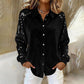 Damen-Bluse mit Pailletten und langen Ärmeln