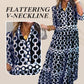 👗 50% RABATT! 🌸 Maxikleid für Damen mit Geometrischem Print & V-Ausschnitt – Figurbetont, Leichter Stoff & Perfekt Für Frühling & Sommer ☀️