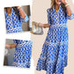 👗 50% RABATT! 🌸 Maxikleid für Damen mit Geometrischem Print & V-Ausschnitt – Figurbetont, Leichter Stoff & Perfekt Für Frühling & Sommer ☀️