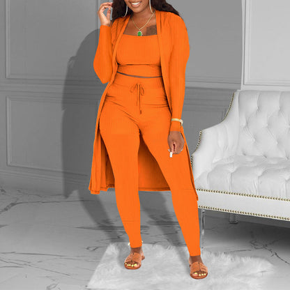 🔥Solange der Vorrat reicht 50 % Rabatt!🎉Lässiges 3-teiliges Strickset – Cropped Top, Cardigan & Hose