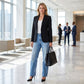 👖Mühelos schicke, locker sitzende Jeans mit weitem Bein